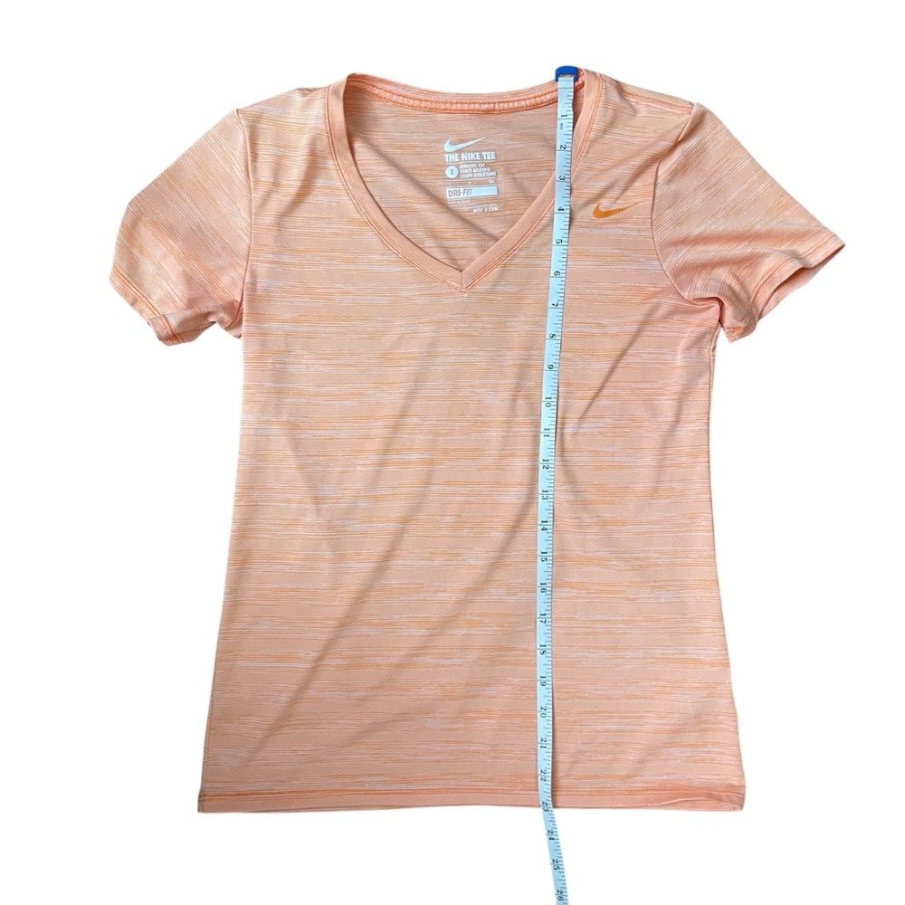 Nike Dri-FIT Orange Space Dye V Neck Running Athletic Tee Top Women’s Small - Picture 5 of 6